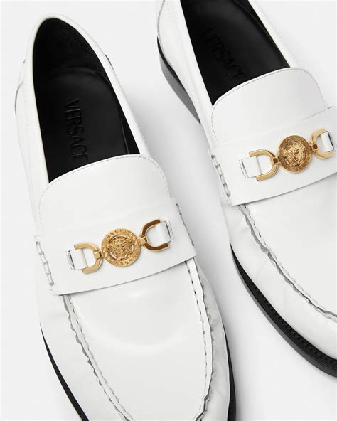 white versace loafers